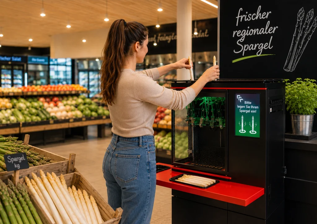 Maschinendesign für Spargelschälmaschinen – HEPRO spargel to go im Lebensmitteleinzelhandel LEH